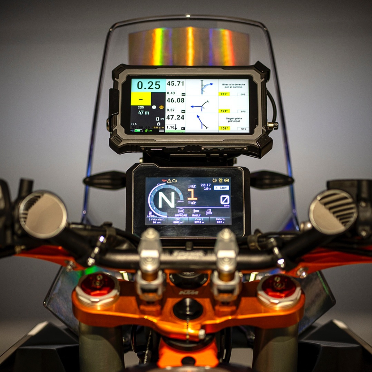 Carpe Iter CI PAD V4D installed on custom SB Rally KTM 890 adventure bike